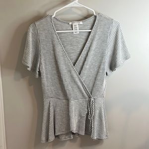 Gray and white striped top